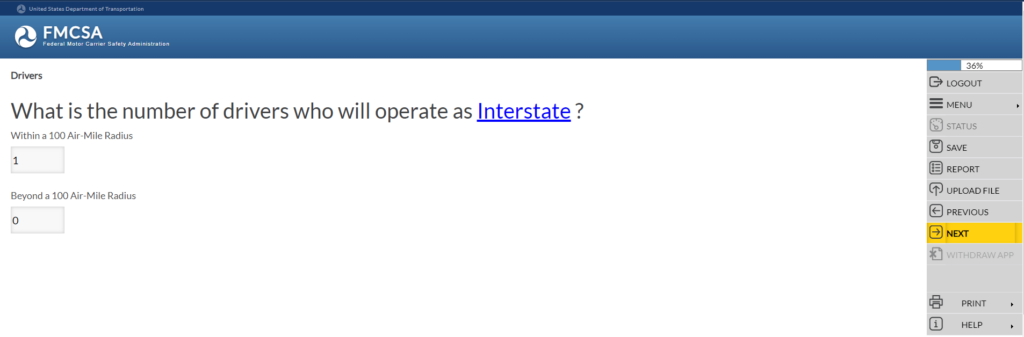 Number of drivers who will operate as Interstate