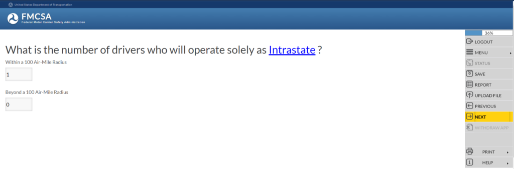 Number of drivers who will operate as Intrastate