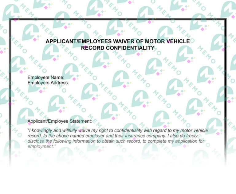 Moving company MVR Waiver Form